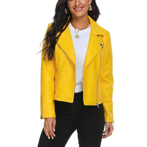 Dernière collection : Blouson en cuir pour femme de haute qualité, hiver, col montant, couleurs personnalisées, logo personnalisé, tricoté, longueur longue, prix de gros - Product Image 1