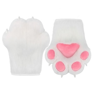 Paires De Gants Pattes De Chat - Mitaines Douces En Fausse Fourrure Pour Cosplay, Halloween, Déguisement Therian