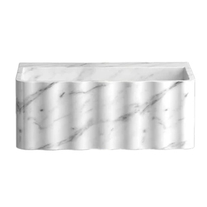 Customized White Marble Bathroom <b>Vanity</b> <b>Table</b> Top Countertop Basin Fluted Hand Washbasin - Product Image 2