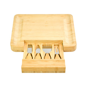 Bamboo Cheese Board <b>Set</b> With Knives <b>Square</b> Cutting Platter For Serving Snacks And Appetizers - Product Image 4