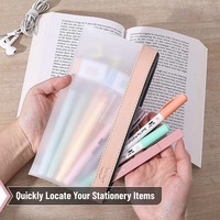 Sac à fermeture éclair personnalisé pour école stylo à crayon en TPU givré souple coréen Ins Sac à crayons en plastique transparent portable Pochette à crayons