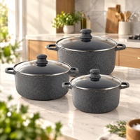 Casserole en aluminium avec revêtement antiadhésif en marbre pour la maison, l'hôtel, le restaurant, OEM ODM, ensemble de cuisine personnalisé