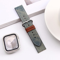 Bracelets de montre hybrides en cuir et denim, style été, nouvelle conception Upro, pour Apple S10 Huawei GT5, bleu clair, bleu rétro, style jean.