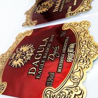 Etiqueta privada personalizada al por mayor, estampado en caliente, papel de aluminio dorado, etiquetas adhesivas para impresión de etiquetas de vino tinto