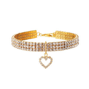 Großhandel Schöne Qualität Bright Shine Crystal <span class=keywords><strong>Dog</strong></span> <span class=keywords><strong>Paw</strong></span> Shape Dekoration Haustier Halsband für Kätzchen - Product Image 1