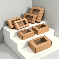 Boîte en kraft écologique personnalisée en gros avec logo, boîte d'emballage en papier avec fenêtre transparente, petit coffret cadeau