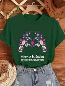 T-shirt Crop Top da Donna a Maniche Corte con Stampa Lettering, Girocollo Casual, 100% Cotone, Vestibilità Jersey Primavera Estate - Product Image 3