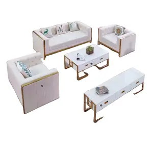 Sofa kantor besi tahan karat mewah minimalis kualitas tinggi dengan kain untuk penggunaan furnitur atau ruang keluarga dalam dan luar ruangan