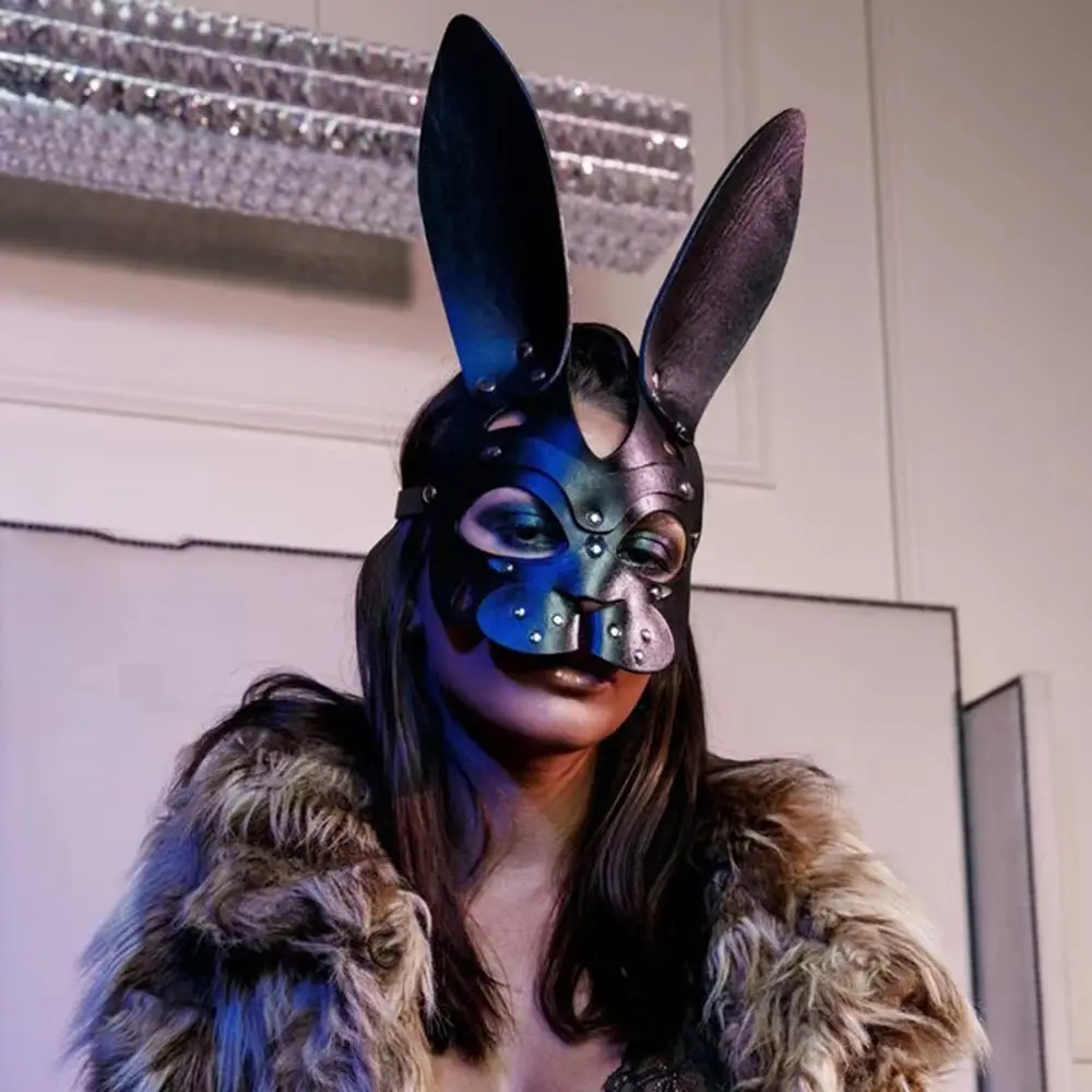 Fullyoung Sexy masque en cuir lapin fille Cosplay mascarade érotique Halloween carnaval fête masques Bdsm Bondage jeux fétiche masque