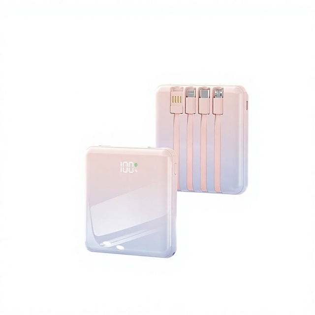 120W Fast-Charging Plastic Power Bank with Built-In Cable 20,000mAh Lithium-Ion Capacity Mirror-Finish Design Wholesale