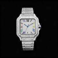Montre automatique de luxe en moissanite, cadran romain diamanté, étanche, en acier inoxydable glacé, vente en gros, marque privée, cadeau pour homme