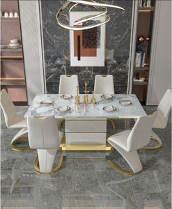 <span class=keywords><strong>Table</strong></span> <span class=keywords><strong>de</strong></span> salle à manger moderne 8 places <span class=keywords><strong>avec</strong></span> base contemporaine, design moderne du milieu du siècle pour la maison et le restaurant Ensemble <span class=keywords><strong>de</strong></span> meubles <span class=keywords><strong>de</strong></span> restaurant - Product Image 5