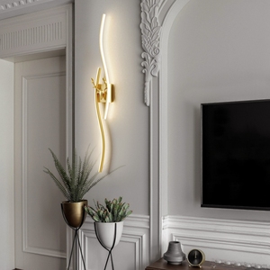 Black Gold Modern Luxury Bedroom Wall Lamp Bedside Light Curve Long Interior <b>Bed</b> Decorative - Product Image 4