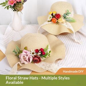 Kit de Matériaux DIY pour Chapeau en Fourrure à Motifs Floraux, Chapeau Haut-de-forme Français, Chapeau de Soleil à Fleurs Séchées, Activité de Préparation pour la Fête des Mères - Product Image 2