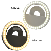 Huizon Selfie LED Ring Light Phone RGB, température de couleur réglable (3500-6500K), mini, portable, rechargeable par USB, photographie