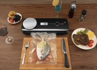 Balance de cuisine numérique et scelleuse sous vide pour aliments avec couvercle à barre métallique de marquage, écran LCD, entièrement automatique, vente en gros
