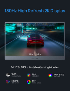 Écran <span class=keywords><strong>portable</strong></span> <span class=keywords><strong>Arzopa</strong></span> Z3FC 16,1 pouces 2K 180 Hz 72% NTSC pour jeux, extension d'écran USB <span class=keywords><strong>portable</strong></span> pour ordinateur <span class=keywords><strong>portable</strong></span>, <span class=keywords><strong>moniteur</strong></span> <span class=keywords><strong>portable</strong></span> mobile - Product Image 2