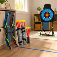 Ensemble de tir à l'arc pour enfants, kit d'arc et flèches avec 2 arcs, cible sur pied, étuis à flèches et flèches à ventouse pour les 5-7 ans, jeu en extérieur