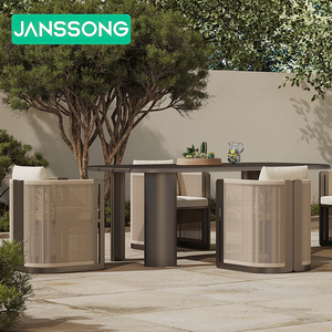 Set <span class=keywords><strong>Tavolo</strong></span> <span class=keywords><strong>da</strong></span> Pranzo <span class=keywords><strong>Rotondo</strong></span>, Arredamento per Ristoranti, Set <span class=keywords><strong>da</strong></span> <span class=keywords><strong>Giardino</strong></span> per Villa, Set di Mobili <span class=keywords><strong>da</strong></span> Patio in Alluminio di Alta Qualità, Arredamento per Esterni per Hotel - Product Image 4