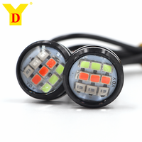 Feu de signalisation 23mm 9 LED RGB Eagle Eye 12V 3*3 LED en aluminium étanche, clignotant DRL pour moto et voiture, fixation par boulon