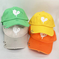 Casquettes de baseball ajustables en coton lavé avec trous percés personnalisés, style décontracté, en sergé uni, pour le sport