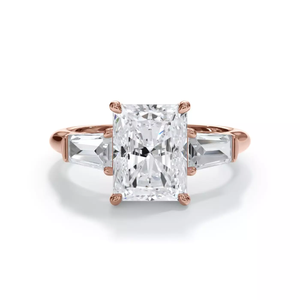 Anillo de compromiso con diamante de corte radiante de 2 quilates, oro blanco de 14K, estilo clásico, piedras laterales en forma de baguette, certificado IGI, joyería para mujer. - Product Image 2