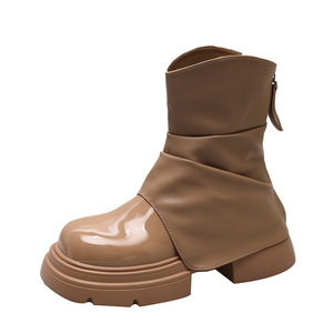 Botines de tacón oculto con suela gruesa negros de estilo coreano para mujer, modelo 2026, de verano-otoño, estilo holgado, para tallas pequeñas. - Product Image 5