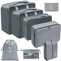 Ensemble de 8 cubes de voyage en matériau Oxford compressé léger logo personnalisé valise fourre-tout pliable organisateur fermeture éclair stockage d'air
