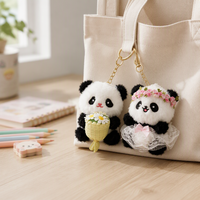 Porte-clés en peluche panda mignon, pendentif de sac en dessin animé doux, jouet souvenir