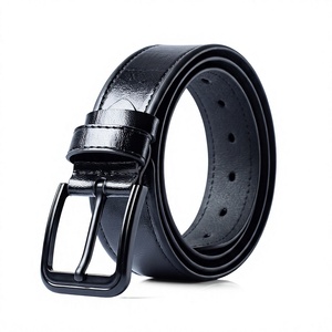 Ceinture en cuir de vachette pour homme ELYSIAN INDUSTRIES avec boucle carrée en alliage, logo personnalisé, style formel, haute qualité, largeur 3,4 cm - Product Image 1