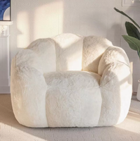 Fauteuil pouf moderne en fausse fourrure PU sur mesure OEM, canapé lounge rembourré doux en forme de fleur, siège individuel pour salon et chambre à coucher