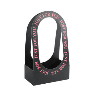 Eco-Friendly Folding <strong>Flower</strong> Basket Hand-Held Recycled Material Hollowed-Out Rigid <strong>Box</strong> Floral Paperboard Basket - Product Image 3