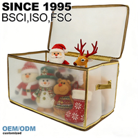 Boîte de rangement pour décorations de Noël Behome Collection, transparente avec bordure dorée, fermeture éclair, 20-35L