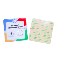 Plaque de visiteur Google NFC en PVC/acrylique avec interface RFID et code QR pour restaurant, autocollant adhésif arrière programmable