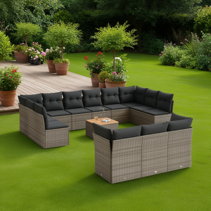 Conjunto de Sofás de Jardín de Ratán para Más de 10 Personas, Resistente a la Intemperie, Diseño Contemporáneo - Product Image 2