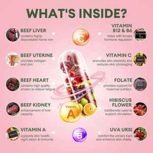 Cápsulas de Hígado de Res para Mujeres - Suplemento de Hierro y B12 para Aumentar la Energía, Apoyo para la <span class=keywords><strong>Anemia</strong></span> y Bienestar Nutricional Diario - Product Image 2