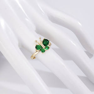 Elegant Green Cubic Zirconia Butterfly Open <b>Ring</b> Luxury Gold Plated Brass Animal <b>Adjustable</b> <b>Rings</b> Minimalist Jewelry for Her - Product Image 2