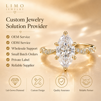 Bague de fiançailles en diamant de laboratoire taille marquise 2 carats E VVS, or jaune 14K, motif vigne torsadée, IGI, personnalisable OEM ODM, vente en gros