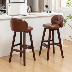 Meubles de restaurant de luxe à prix d'usine, <span class=keywords><strong>tabouret</strong></span> de bar <span class=keywords><strong>en</strong></span> <span class=keywords><strong>bois</strong></span> haut avec dossier <span class=keywords><strong>bas</strong></span> <span class=keywords><strong>en</strong></span> cuir pour l'extérieur, BC-008 - Product Image 2