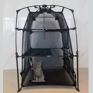 קיטי חיצוני מתחמי חתולים אוהל נייד לחיות מחמד מיטת חתול מגע אחד לול מתקפל מתקפל קטיו חתול נושם