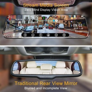 10 ''1080P IPS écran tactile voiture Stream Media Dashcam DVR voiture rétroviseur caméra de tableau de bord avec enregistreur vidéo à double objectif - Product Image 2