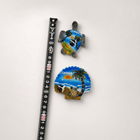 Aimant de réfrigérateur personnalisé OEM d'usine en résine 3D gaufrée, thème Tortue de mer de Corse, Coquillage, Plage tropicale, Aimant touristique