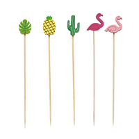 Brochettes jetables en bambou pour fruits et barbecue, brochettes en bambou avec perle en forme de cœur rouge