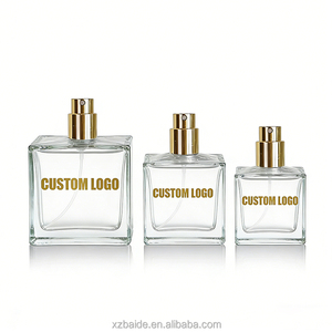 Botellas de Perfume de Vidrio Transparente Vacías, Simples y de Lujo, con Logotipo Personalizado, 30ml 50ml <span class=keywords><strong>100ml</strong></span>, Botella de Perfume Cuadrada con Tapa Dorada - Product Image 3