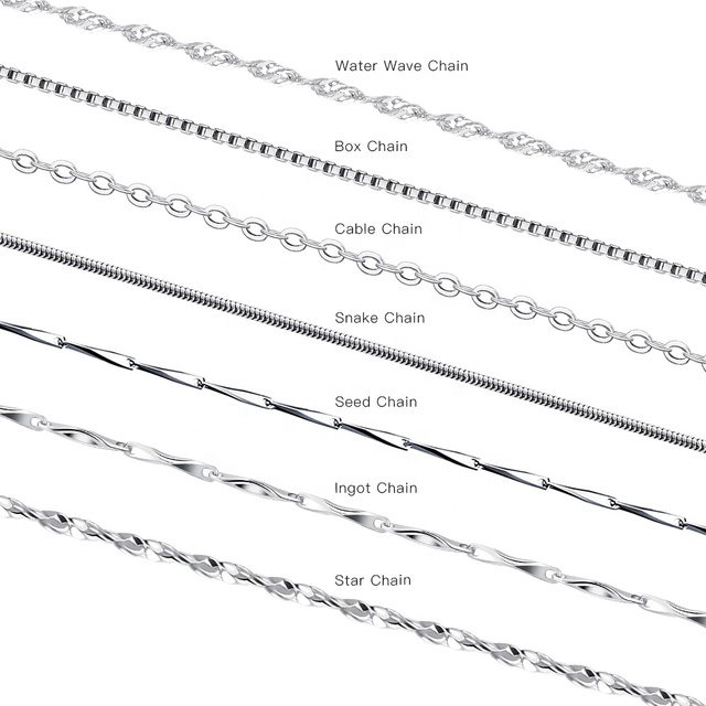 JM 925 Silver Chain Cable/Water Wave/Box/Snake/Seed/Twisted Link Chain Italian 925 Sterling Silver Jewelry Chains Necklace