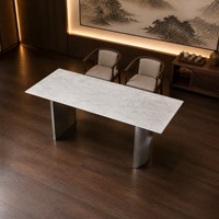 Table de salle à manger extensible pour îlot de cuisine, plateau de luxe en marbre et pierre frittée, sièges extensibles