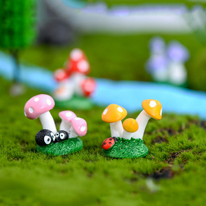 Resin Animal on <b>Mushroom</b> Mini Figurine Miniatures for Landscape Decorations Moss Plant Charm Desktop Ornaments DIY Accessories - Product Image 5