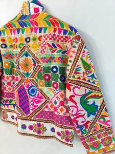 เสื้อแจ็คเก็ตเบลเซอร์สำหรับผู้หญิงเสื้อโค้ทสั้นสไตล์อินเดียเสื้อแจ็คเก็ตเย็บปะติดปะต่อกัน - Product Image 5