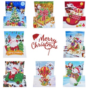 Kit de 8 cartes de vœux de Noël à peindre au diamant 5D, avec forets ronds, en papier, pour l'art DIY - Product Image 5