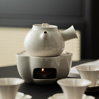 Ensemble de réchaud à thé en porcelaine émaillée à la cendre de bois, théière et tasses faites à la main, style moderne et minimaliste, coffret cadeau, résistant à la chaleur pour aliments